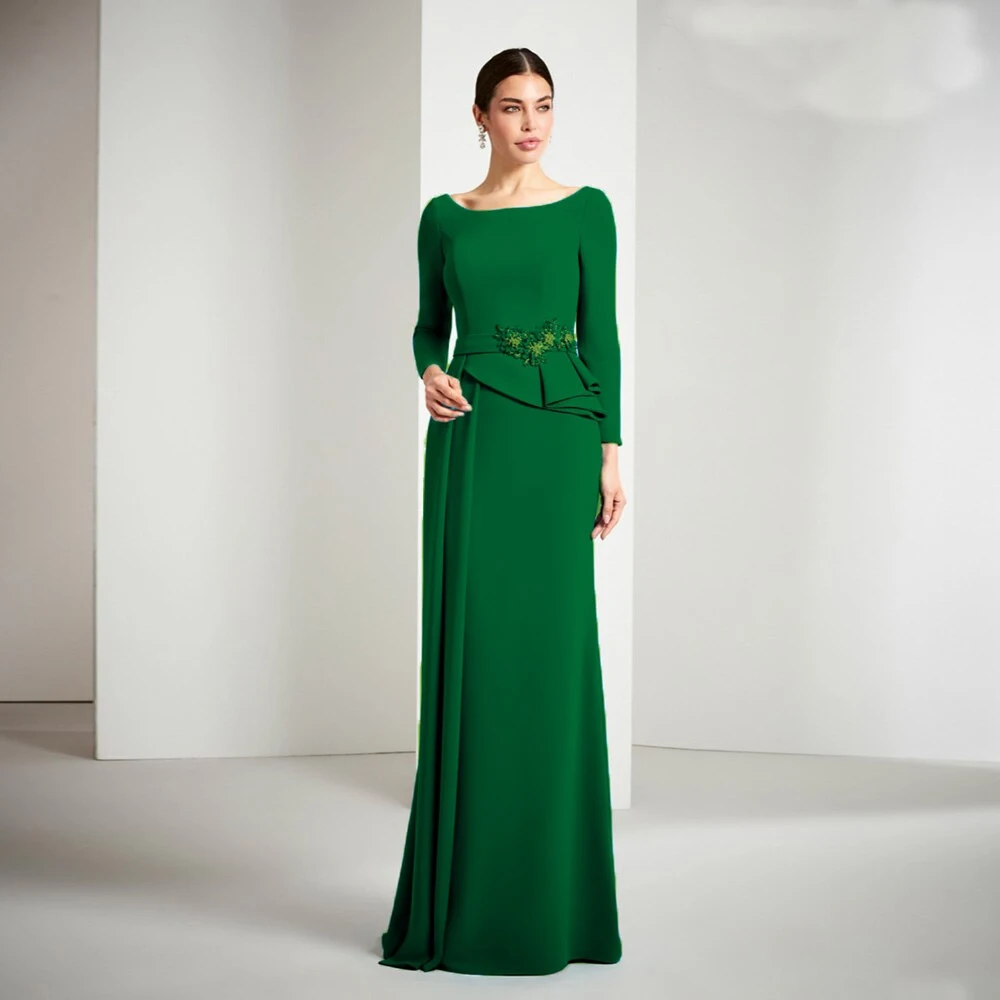 Top Trends: Elegant Mother Of The Bride Dresses O Neck Long Sleeves Wedding Party Gowns Appliques Mermaid Floor-Length 2023 فساتين السهرة Shoppable Styles