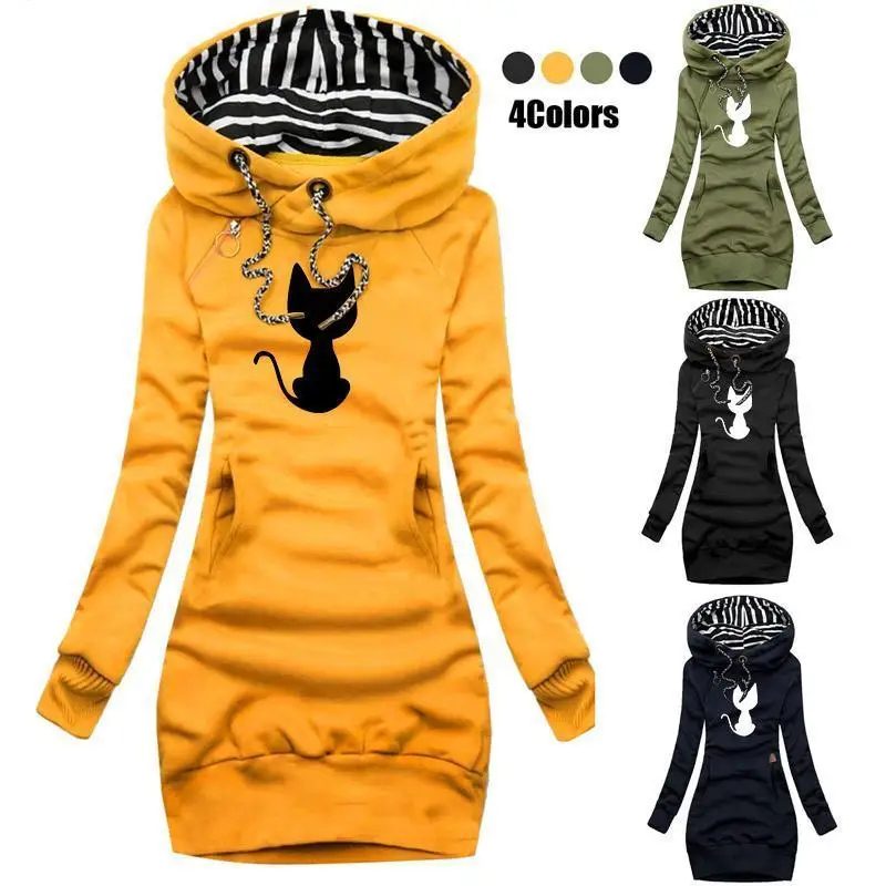 Top Trends: Autumn And Winter Women Dresses Fashion Long Sleeve Hoodie Dress Casual Hooded Dresses For Women Pullover Dress Sweatshirts 2022 Shoppable Styles