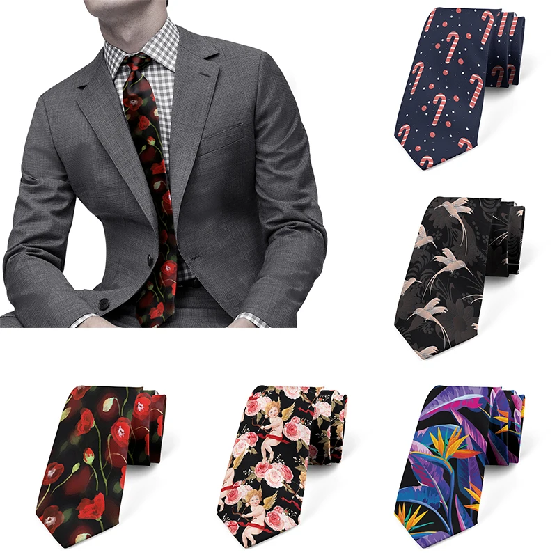 Top Trends: New Fashion 8cm Slim Men Necktie 3D Printed Floral Skull Harajuku Trendy Business Dating Wedding Party Formal Tie Festivals Gift Shoppable Styles