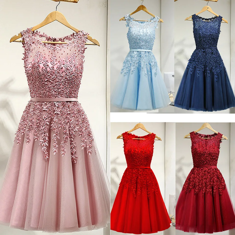 Top Trends: It's YiiYa Bridesmaid Dress Beading Appliques Sleeveless Short Pink Blue Party Dresses Plus Size Women Vestido Madrinha LX073 Shoppable Styles