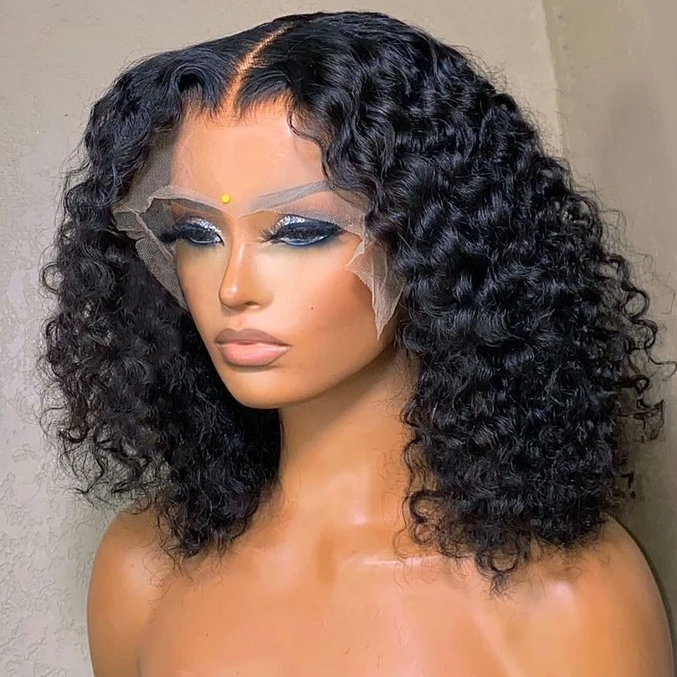 Top Trends: Short Bob Wig Curly Human Hair Wigs 13x4 Deep Wave Frontal Wig Remy Hair Bob Lace Wig Transparent Lace Pre Plucked Bone Bob Wig Shoppable Styles