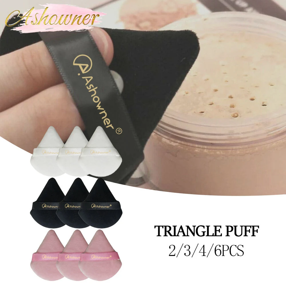 Top Trends: 2 / 3 / 4 / 6Pcs Triangle Powder Puff Mini Face Makeup Sponge Cosmetics Soft Cotton Face Powder Puff Washable Velvet Makeup Puff Tools Shoppable Styles