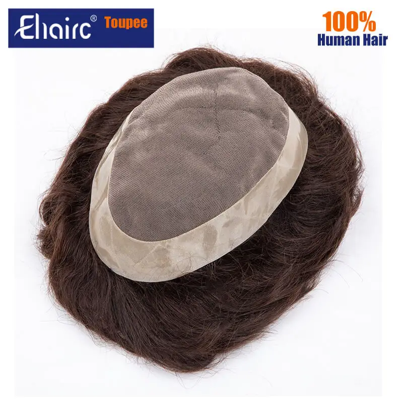 Top Trends: Brown Color Mono &amp; Pu Male Hair Prosthesis Breathable Natural Hairline Human Hair Toupee Man Wig Exhuast Systems Shoppable Styles