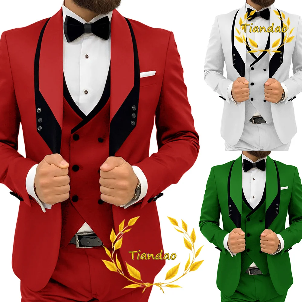 Top Trends: Men's Suit Wedding Jacket Pants Vest Bow Tie 4-Piece Set Formal Party Dress Fashion Tuxedo For Male Costume Homme Shoppable Styles