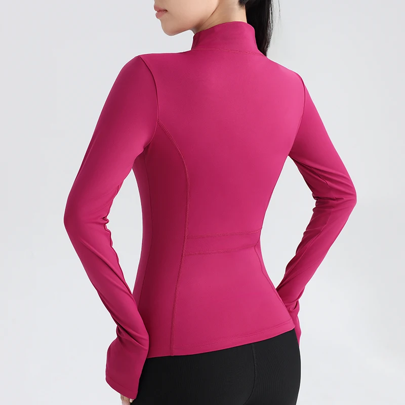 Top Trends: Gym Women's Full Zip Yoga Top With Thumbholes Fitness Running Jacket Stretch Fit Long Sleeve Round Neck Top Sportswear Shoppable Styles - Image 6