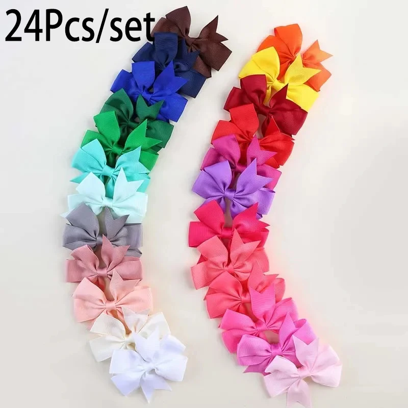 Top Trends: Ncmama 24Pcs Grosgrain Ribbon Solid 3.5&#039;&#039; Hair Bows With Clips For Baby Girls Hair Pin Barrettes Headwear Kids Hair Accessories Shoppable Styles