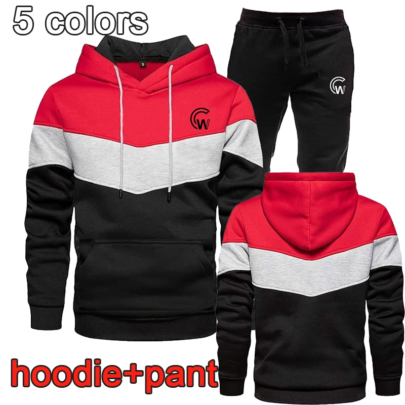 Top Trends: Men&#039;s Sportswear Set Trend New Three Color Hoodie 2-piece Set Hooded Sweatshirt+ sports Pants Sportswear Jogging Set Shoppable Styles