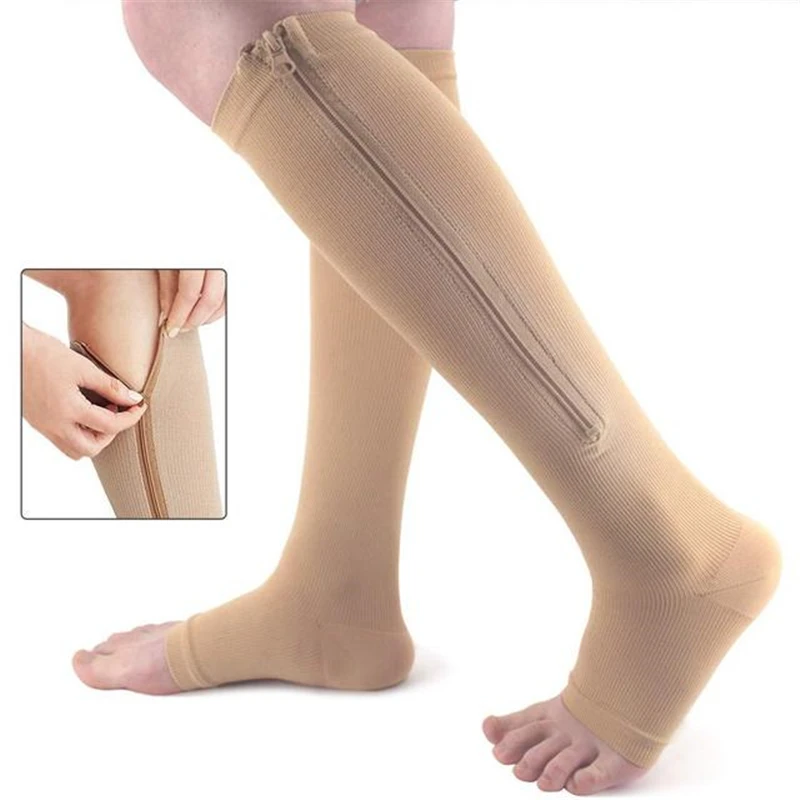 Top Trends: Compression Stockings Open Toe Knee-High Medical Zipper Compression Socks Blood Circulation Promotion Slimming Compression Socks Shoppable Styles