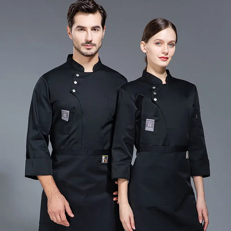 Top Trends: Black Chef Uniform Jacket Long Sleeve Chef T-shirt Restaurant Uniform Bakery Food Service Breathable New Cooking Clothes Logo Shoppable Styles