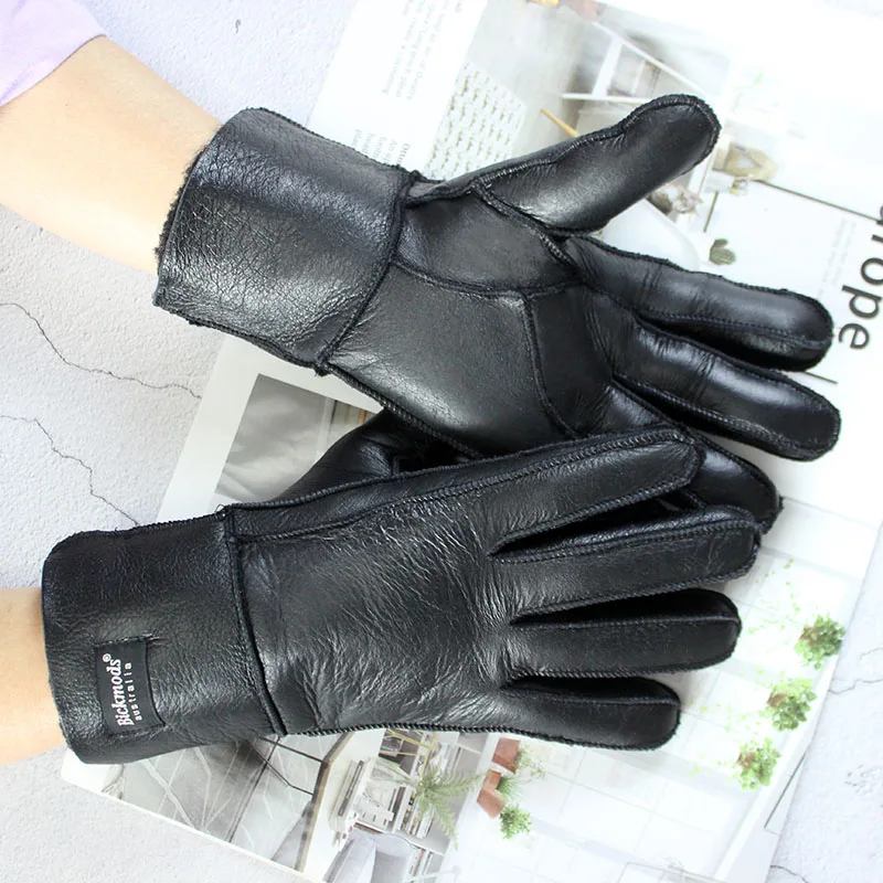 Top Trends: Winter Warm Sheepskin Fur Gloves Men&#039;s Thickened Windproof And Cold-Proof Outdoor Riding Sheep Leather Wool Finger Gloves Shoppable Styles