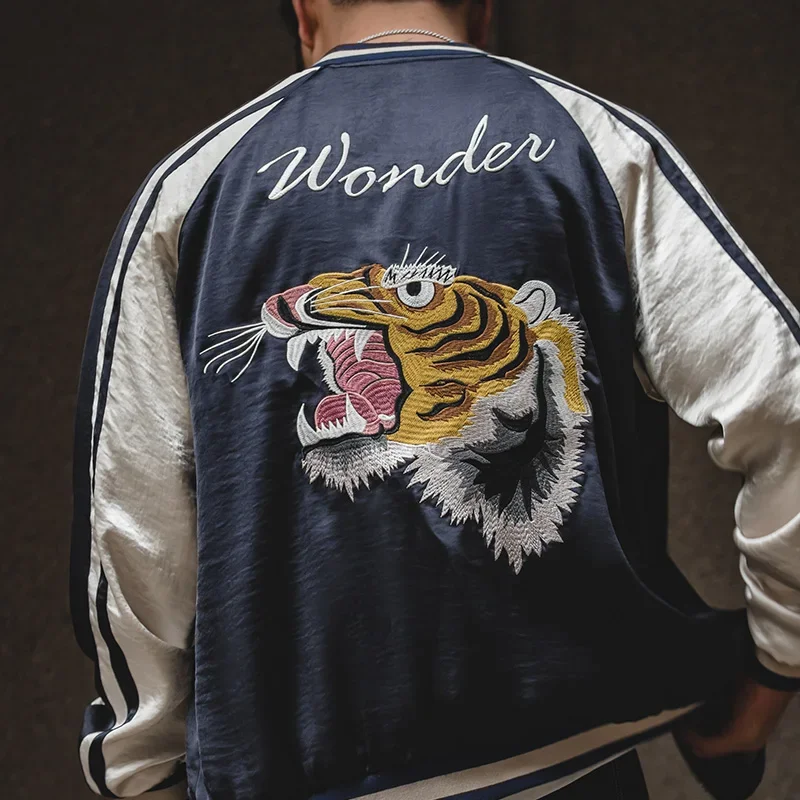 Top Trends: Maden Double Yokosuka Jackets For Men Japanese Retro Tiger Embroidered Jacket Non-iron Drape Jacket Coat Men Clothing Shoppable Styles