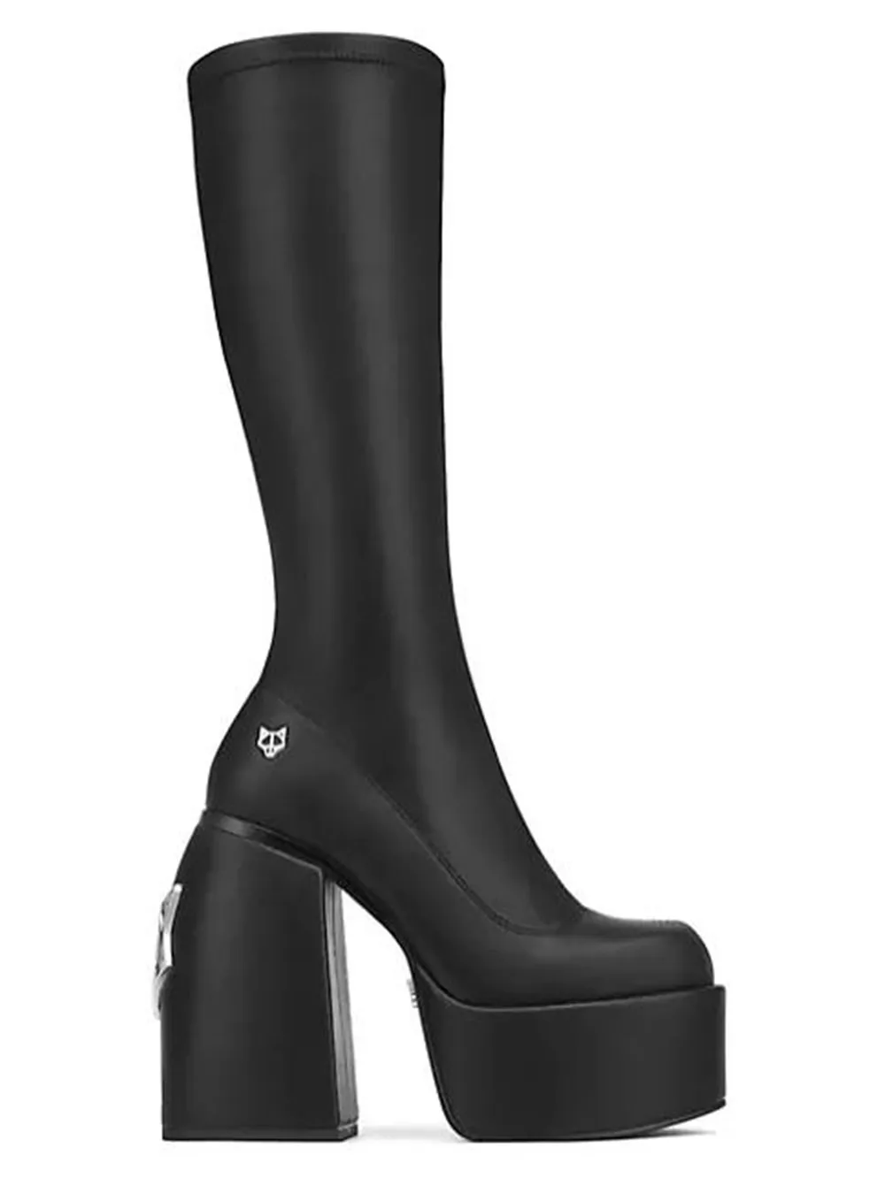 Top Trends: Women's Shoes Naked Fashion Wolfe Spice Black Stretch Knee-High Boots Platform Logo Brand Vipol 9992308301403 Shoppable Styles