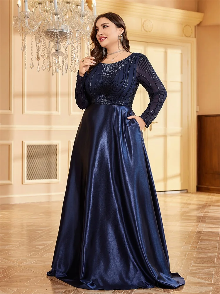 Top Trends: Lucyinlove Plus Size Elegant O-Neck Sequin Evening Dress Women Long Sleeve Mermaid Formal Dress Party Gown Bodycon Maxi Prom Shoppable Styles - Image 4