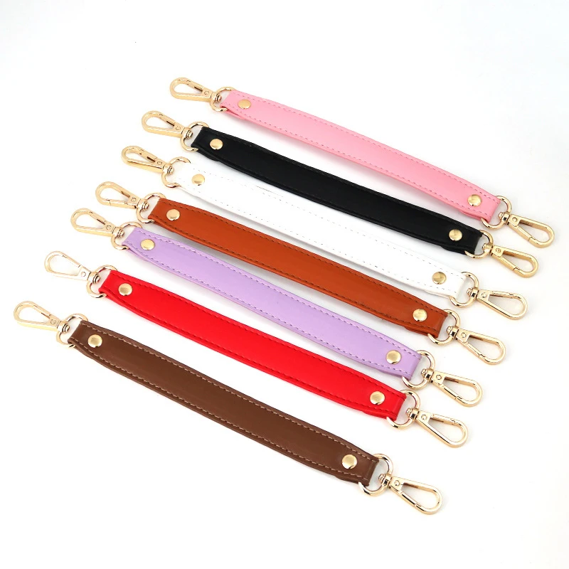 Top Trends: 28CM PU Leather Shoulder Strap Solid Color Replacement Bag Short Straps Handbags Accessories Portable Durable Bag Handle Shoppable Styles