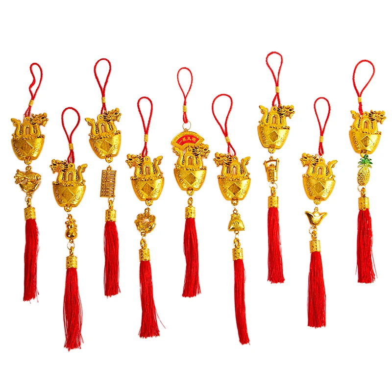 Top Trends: 1Pcs Year Of The Dragon Gold-plated Plastic Zodiac Dragon Pendant Lucky Dragon Mascot Hanging Ornaments New Year Gift Shoppable Styles