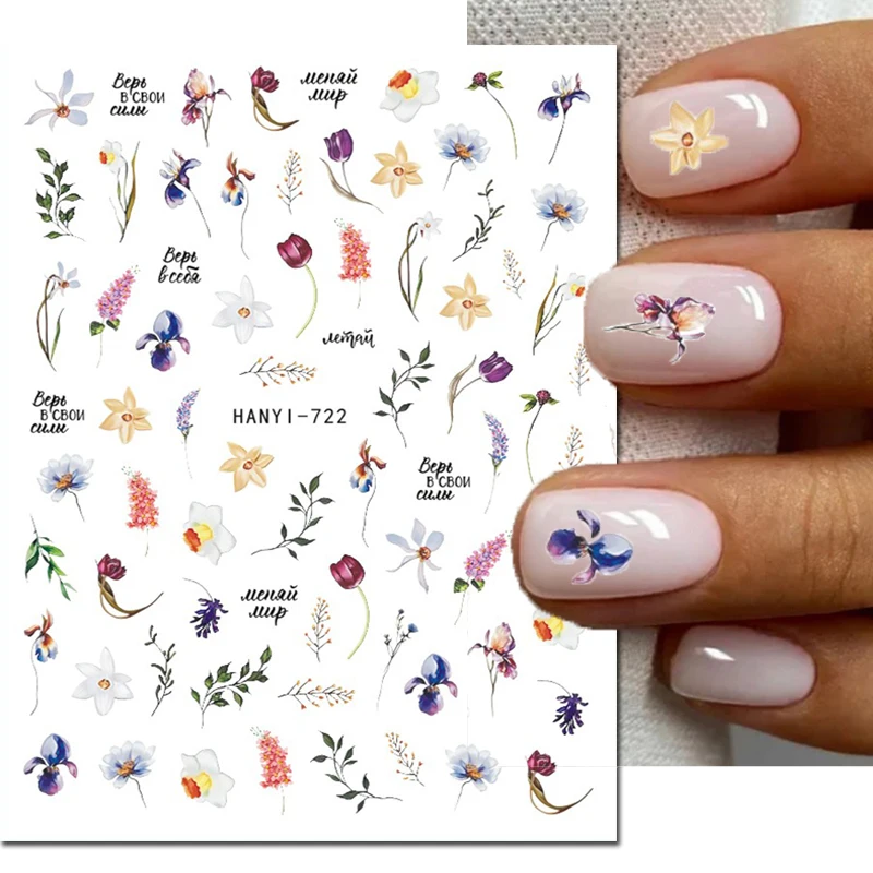 Top Trends: 3d Nail Art Stickers Dry Purple Bloom Orchid Lavender Flowers Adhesive Sliders Decals Decoration For Maincures Tips Beauty Shoppable Styles