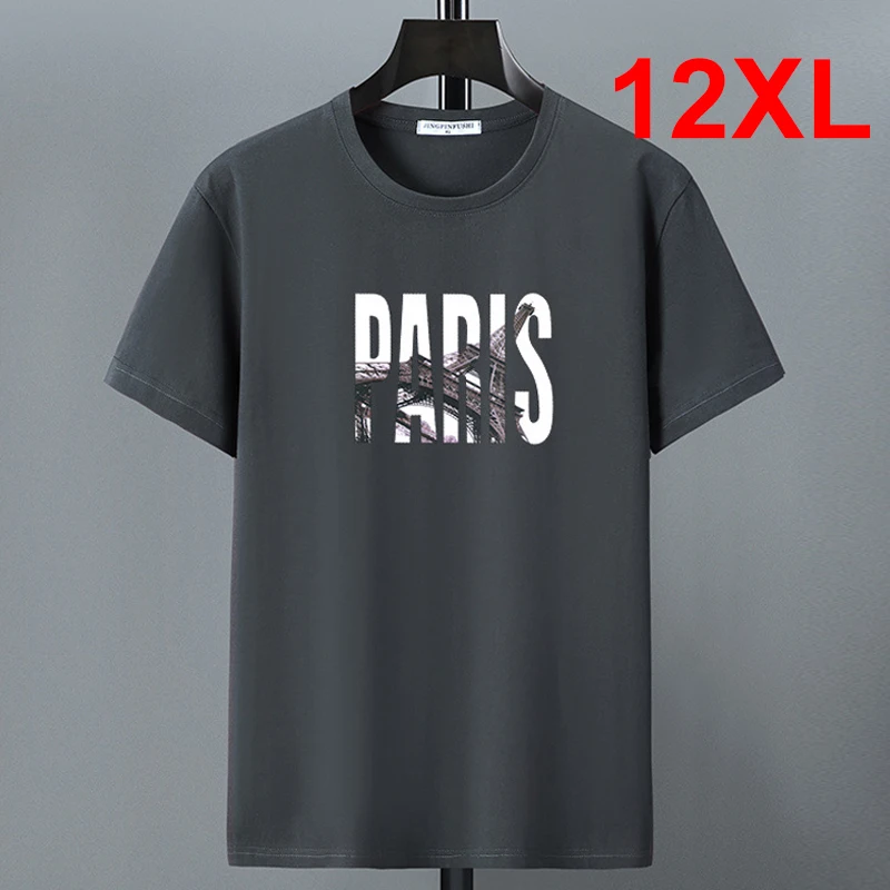 Top Trends: 2022 Summer T-shirt 10XL 12XL Plus Size Men Cotton T Shirt Short Sleeve Tshirt Casual Tops Tees Male Letter Print Shirt Red Grey Shoppable Styles