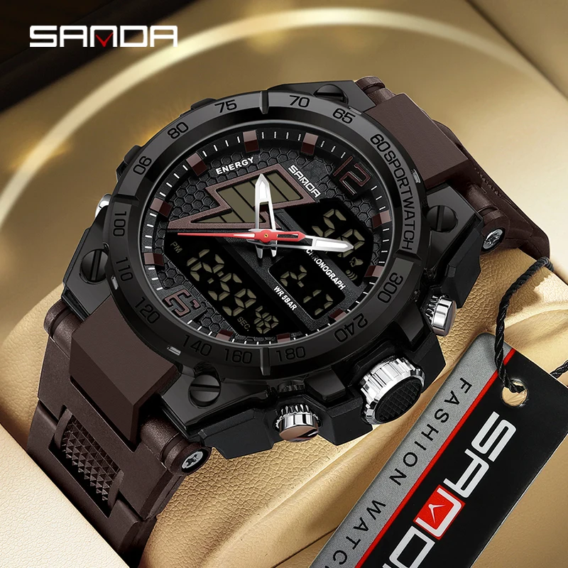 Top Trends: SANDA Military Waterproof Men&#039;s Watches Sport LED Electronic Quartz Wristwatch 2Time Stopwatch Alarm Digital Clock Reloj Hombre Shoppable Styles