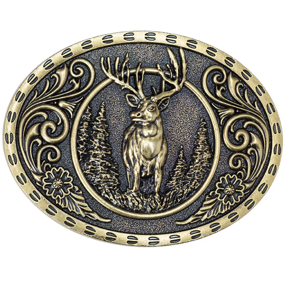 Top Trends: Cheapify Dropshipping Oval Vintage Western Cowboy Protect Wild Animals Deer Hunter Belt Buckles For Men пряжка для ремня мужчин Shoppable Styles