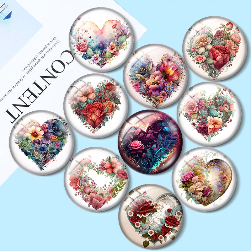 Top Trends: Colorful Flowers Make Love10pcs12mm / 16mm / 18mm / 25mm Round Photo Glass Cabochon Demo Flat Back Making Findings Shoppable Styles