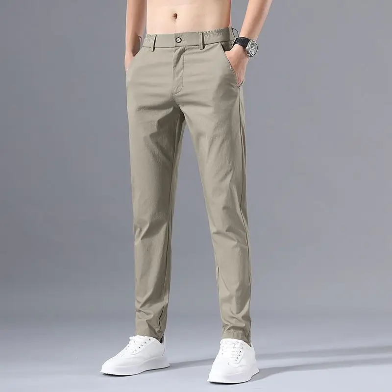 Top Trends: Summer KPOP Fashion Style Harajuku Slim Fit Trousers Loose All Match Thin Style Casual Pants Solid Button Straight Leg Pants Shoppable Styles - Image 3