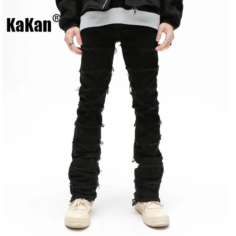 Top Trends: Kakan - New High Street Erosion Damaged Ragged Edge Jeans For Men, Straight Slender Micro Flare Jeans K27-mx5020 Shoppable Styles