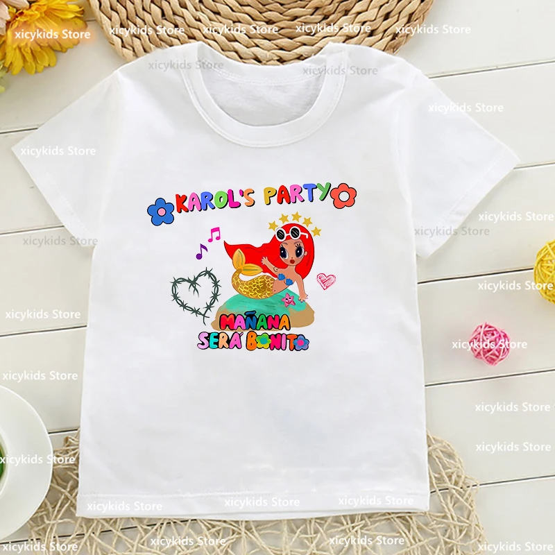 Top Trends: New Girls&#039; T-Shirt Karol G Bichota Graphic Print Kids Tshirt Fashion Harajuku Girls&#039; Clothing Summer Short Sleeve Top Wholesale Shoppable Styles