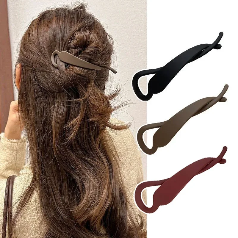 Top Trends: Frosted Banana Clips Vertical Clip Solid Color Twist Clip Ponytail Hair Clips Matte Hair Claws Barrettes Simple Hair Accessories Shoppable Styles