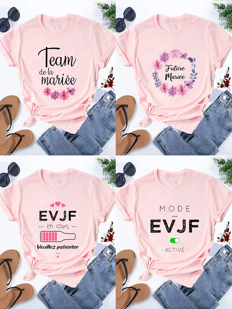 Top Trends: EVJF Team Bride T-shirt Bachelorette Party Graphic Tees Bride Team Tshirt EVJF Pink T-shirts Wedding Team Tops Engagement Tees Shoppable Styles