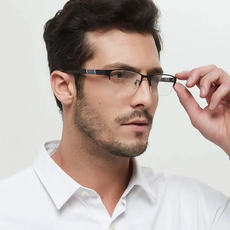 Top Trends: Men's Reading Glasses Business Half Frame Diopter High Quality Radiation Proof Flat Mirror 0 To + 400 Shoppable Styles - Image 5