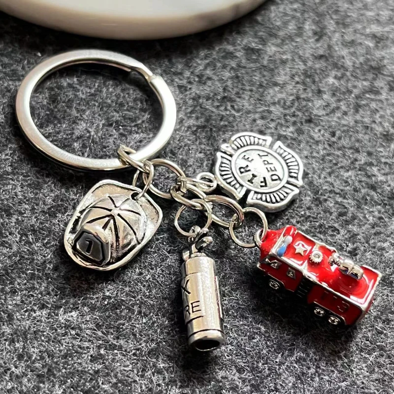 Top Trends: Fire Engine Fire Extinguisher Axe Fire Cap Fire Dept Fireman Firefighter KeyChain KeyRing Man Accessories Jewelry Pendant Shoppable Styles