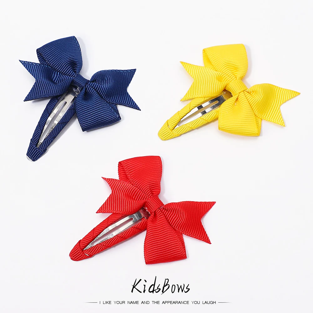 Top Trends: 2Pcs / Lot Solid Color Bows Hair Clip For Kids Girls Ribbon Bowknot BB Clip Cute Baby Barrettes Hairpins Headwear Hair Accessories Shoppable Styles