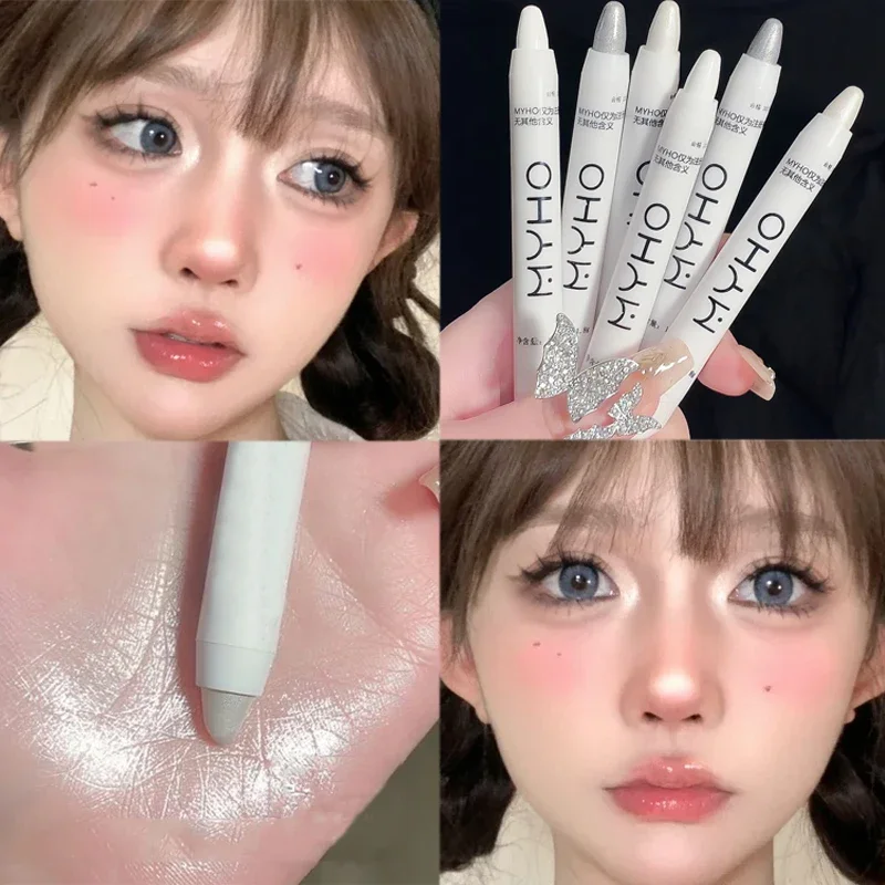 Top Trends: Pearlescent White Lying Silkworm Highlighter Pen Waterproof Pearl Sliver Brighten Eyes Glitter Matte Eyeshadow Stick Face Makeup Shoppable Styles - Image 3