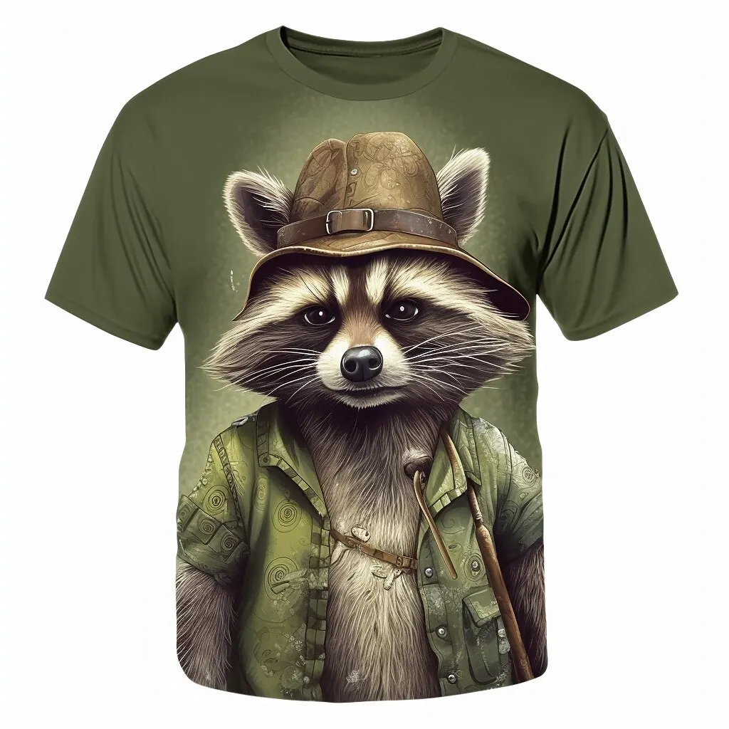 Top Trends: Funny T-Shirt For Men 3d Raccoon Print Tees Animal Pattern Short Sleeve Top Summer Streetwear Oversized Trendy Brand Men Clothes Shoppable Styles