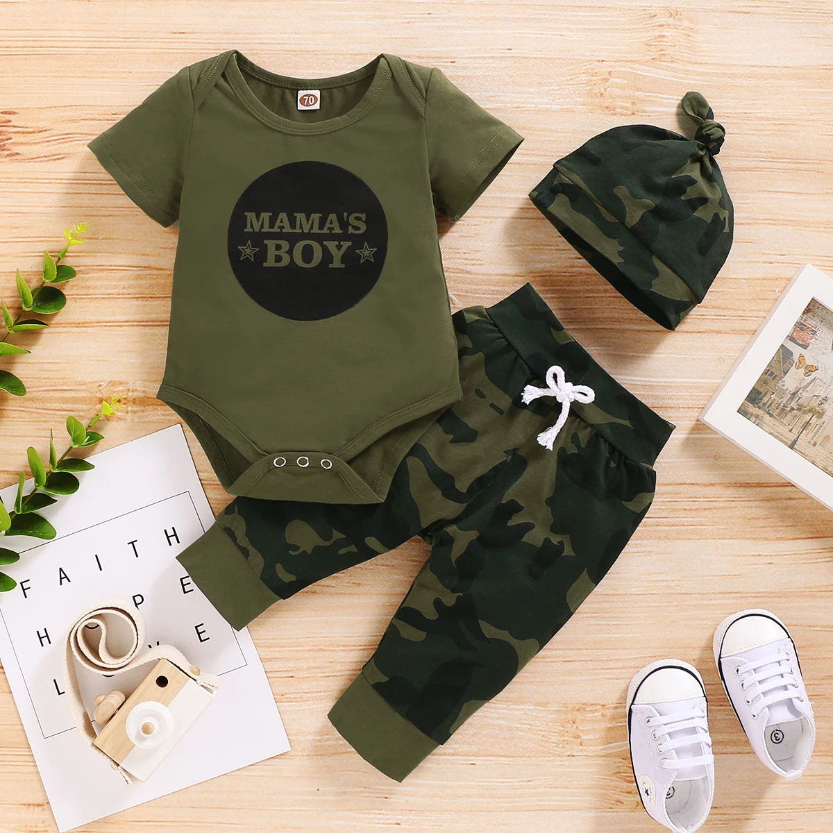 Top Trends: 3PCS Camouflage Short Sleeve Clothes Set With Hat Newborn Baby Boy Outfits Summer Street Sports Suit For Toddler Boy 0-18 Months Shoppable Styles