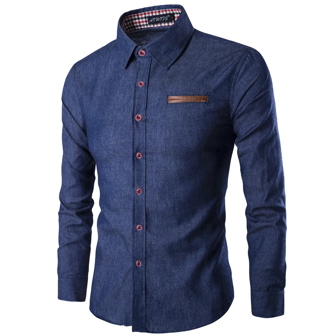 Top Trends: 2023 Spring / Autumn Men&#039;s Casual Shirt Pocket Cotton Slim Fit Long Sleeve Denim Shirt Plaid Cuffs Men Wear Shirts For Men Shoppable Styles