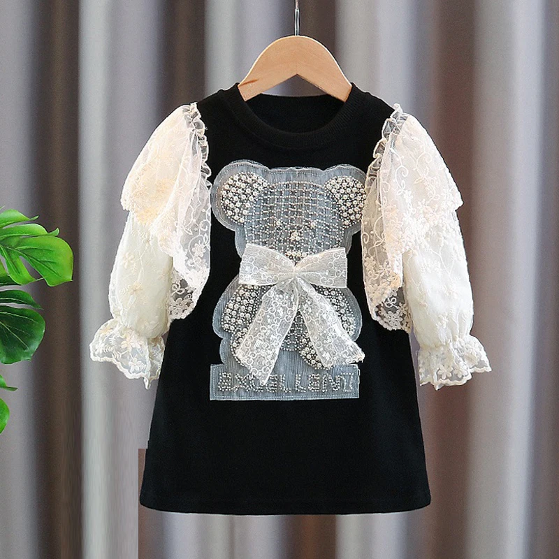 Top Trends: Lace Dresses For Girls Clothes Toddler Kids Cute Bear Dress Baby Clothing Children Vestidos Spring Costume 1 2 3 4 5 6 7 8 Years Shoppable Styles