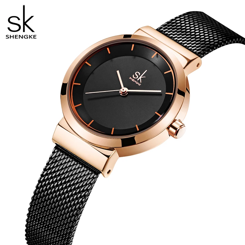 Top Trends: Shengke Luxury Brand Dress Golden Watch Ladies Elegant Diamond Quartz Wrist Watches For Women Steel Mesh Clock Zegarek Damski Shoppable Styles - Image 2