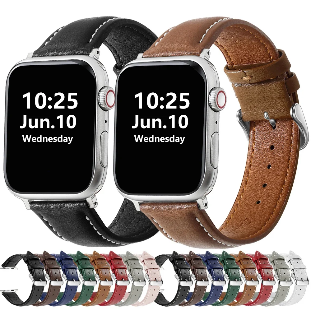 Top Trends: Strap For Apple Watch Band 49mm 45mm 41mm 44mm 40mm Genuine Leather Watchband Bracelet Iwatch Series 3 5 SE 6 7 8 Ultra Shoppable Styles