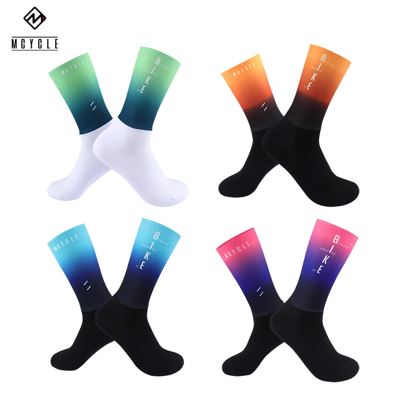 Top Trends: Mcycle Gradient Color Aero Socks One Piece Seamless Anti-Slip Cycling Socks Summer Bicycle Riding Cycling Aero Socks Shoppable Styles