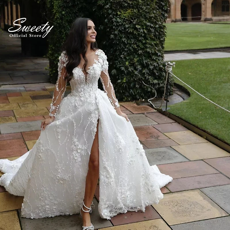 Top Trends: Simplicity Shining Brautkleid Organza With 30d Chiffon Princess Ball Gown O-neck Full Sleeve Elegant Bride Dresses Robes De Mari Shoppable Styles