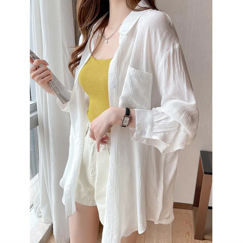 Top Trends: Ice Silk White Sunscreen Shirt Women's Long Sleeved 2023 Summer New Versatile Cardigan Thin Coat Simplicity Fashion Clothing Shoppable Styles