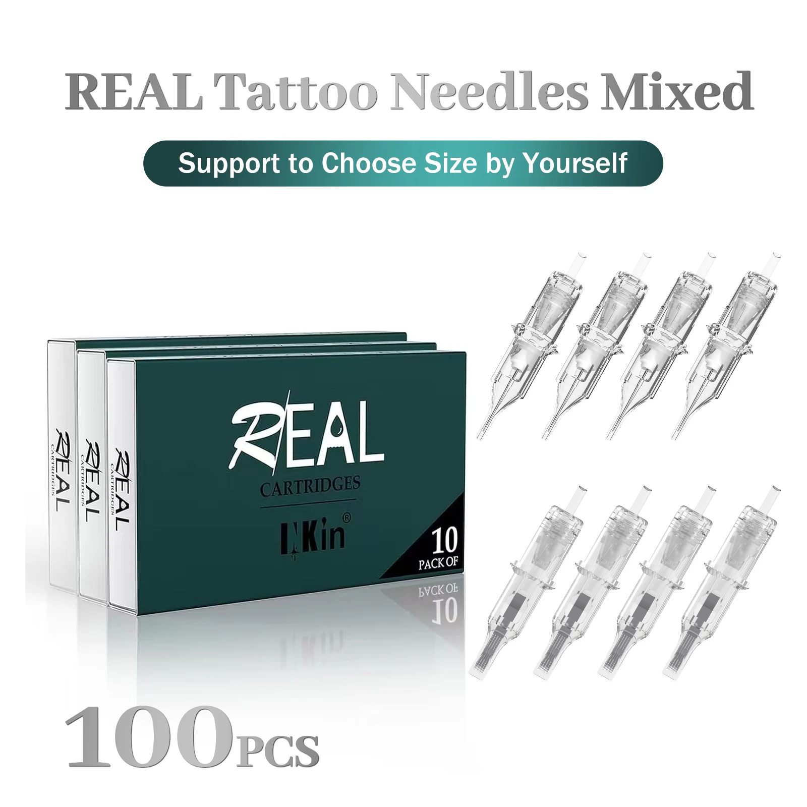 Top Trends: 100Pcs Mixed INKIN Real Cartridge Tattoo Needle Kits RL RS M1 RM Permanent Makeup For Tattoo Pen Machines Shoppable Styles