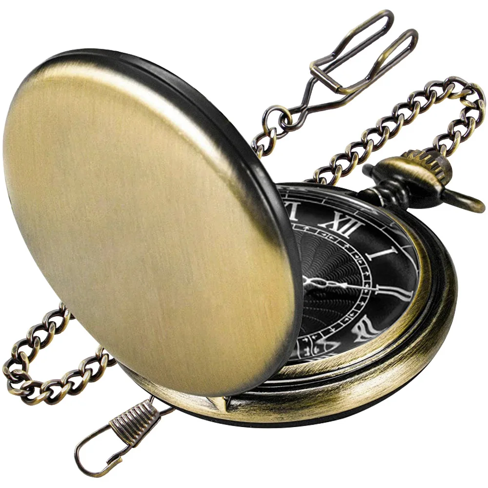 Top Trends: Bronze Vintage Quartz Pocket Watch All Hunter Steampunk Necklace Chain Clock Mens Women Gift Reloj Hombre Shoppable Styles