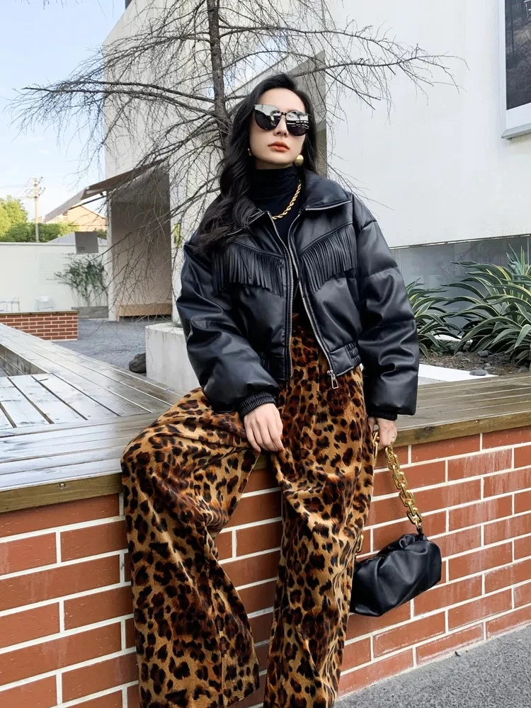 Top Trends: Y2KtrendDesign Sense Niche Retro Leopard Print Canary High Waist Loose Sag Wide Leg Straight Pants Children New A Shoppable Styles