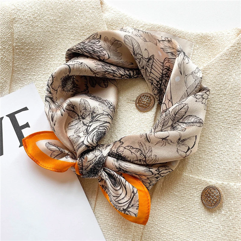 Top Trends: Pure Silk Scarf Lady Small Square Hairband Foulard Fashion Print High Quality Neckerchief Scarves Headscarf Bandana 2022 Shoppable Styles - Image 4