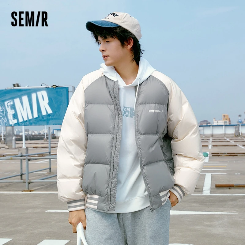 Top Trends: Semir Down Jacket Men Oversize College Style Baseball Collar Jacket 2022 Winter New Sports Raglan Top Coat Shoppable Styles