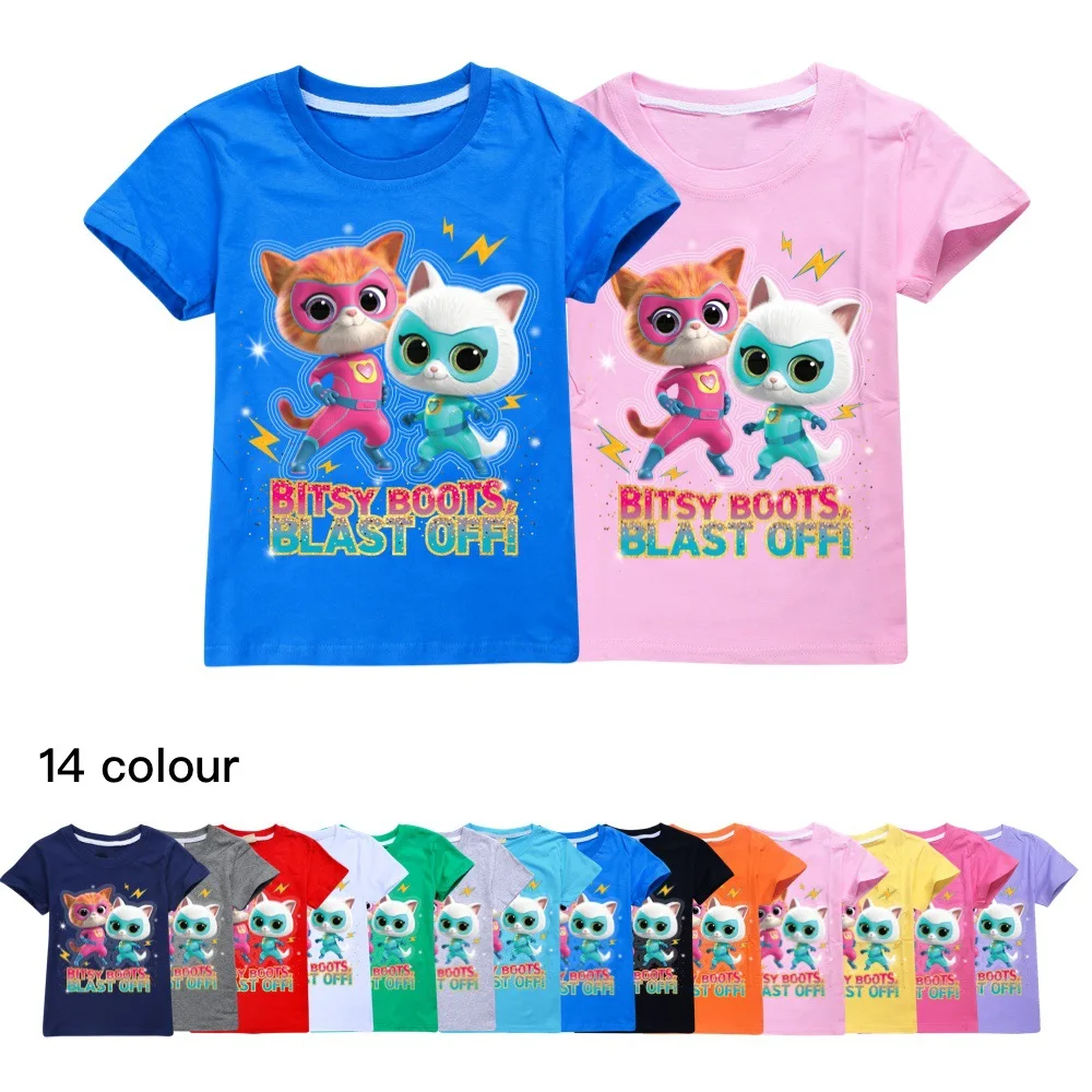 Top Trends: New Game Super Kitties Kids Clothes Summer Baby Boys Cotton T Shirt Toddler Girls Short Sleeve Tops 2~14Y Shoppable Styles