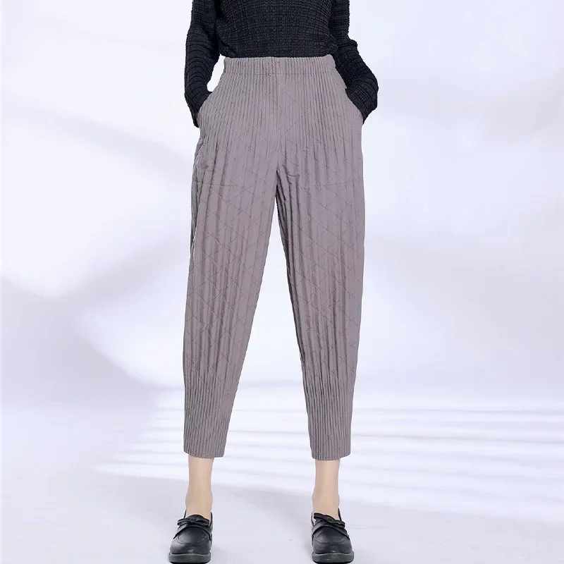 Top Trends: Pleated Autumn Winter Thick Cropped Harlan Pants Loose Casual Pants For Women's New Elastic Waist Tapered Pants Shoppable Styles