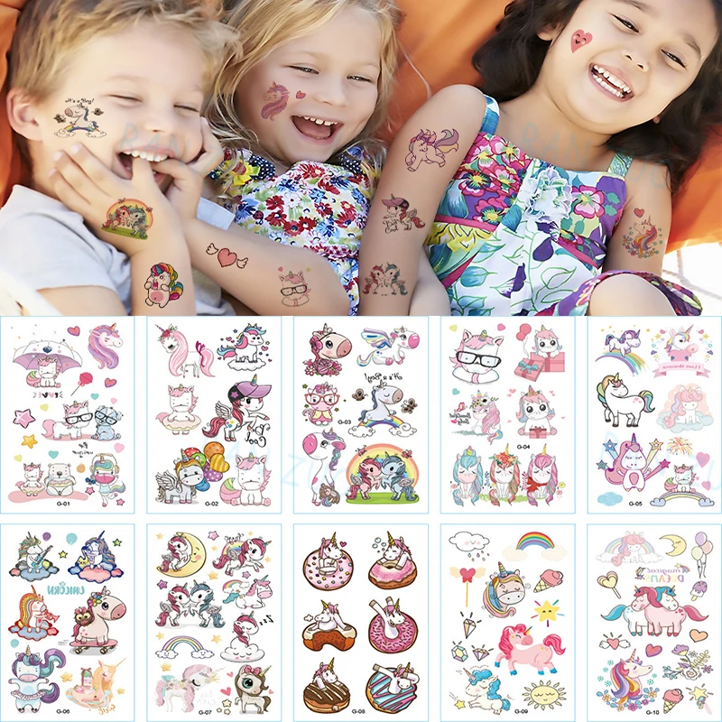 Top Trends: Temporary Tattoos Child Children Stickers Children&#039;s Baby Tattoo Waterproof Kids Tatoos Sticker Unicorn The Face Transfer Girls Shoppable Styles